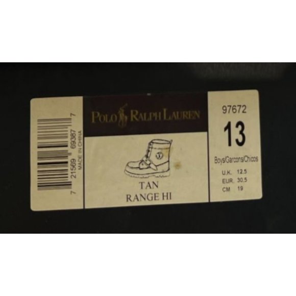 Polo Ralph Lauren TAN RANGE HI - 97672 Boys size 13 - Picture 9 of 9